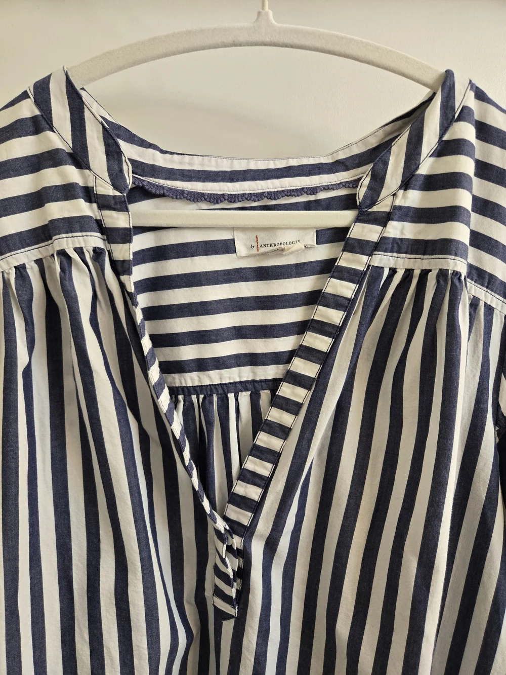 Anthropologie Darcey Popover Swing Top Blue Striped Blouse 3X Like New